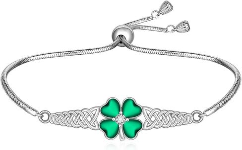 Talonior Shamrock Bracelet Four Leaf Clover Bracelet for Women St Patricks Day Sterling Silver Celtic Irish Green St. Patrick’s Day Jewelry Luck Gifts in Saudi Arabia