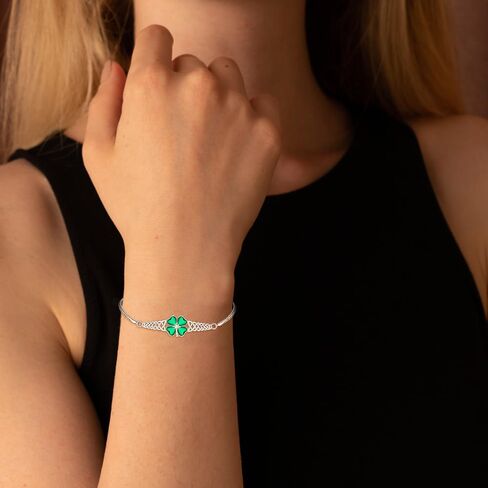 Talonior Shamrock Bracelet Four Leaf Clover Bracelet for Women St Patricks Day Sterling Silver Celtic Irish Green St. Patrick’s Day Jewelry Luck Gifts in Saudi Arabia