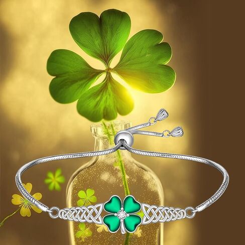 Talonior Shamrock Bracelet Four Leaf Clover Bracelet for Women St Patricks Day Sterling Silver Celtic Irish Green St. Patrick’s Day Jewelry Luck Gifts in Saudi Arabia