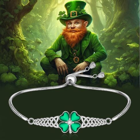 Talonior Shamrock Bracelet Four Leaf Clover Bracelet for Women St Patricks Day Sterling Silver Celtic Irish Green St. Patrick’s Day Jewelry Luck Gifts in Saudi Arabia