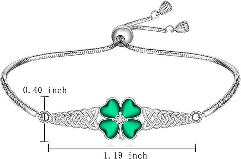 Talonior Shamrock Bracelet Four Leaf Clover Bracelet for Women St Patricks Day Sterling Silver Celtic Irish Green St. Patrick’s Day Jewelry Luck Gifts in Saudi Arabia