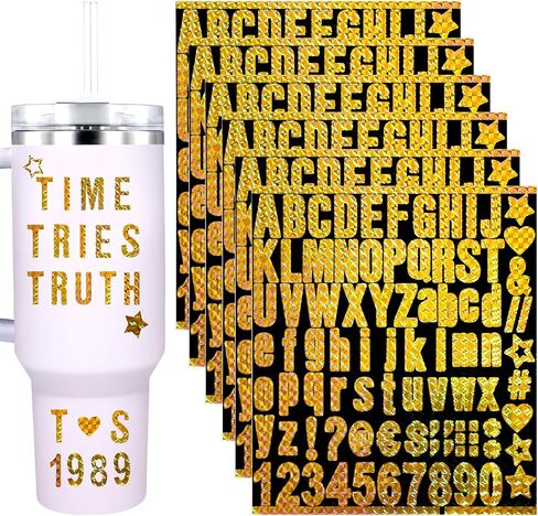 6 Sheets Vinyl Letters Stickers, Glitter Vinyl Alphabet Stickers Adhesive Letter & Number Stickers Small Letter Water Bottles Accessories Waterproof Decals for Stanley Cups Crafts Scrapbook (Colorful) in Saudi Arabia
