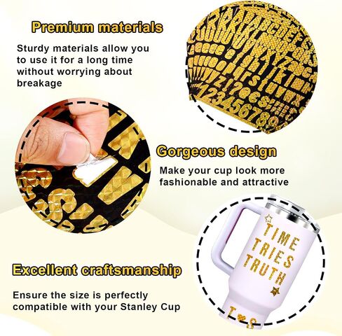 6 Sheets Vinyl Letters Stickers, Glitter Vinyl Alphabet Stickers Adhesive Letter & Number Stickers Small Letter Water Bottles Accessories Waterproof Decals for Stanley Cups Crafts Scrapbook (Colorful) in Saudi Arabia