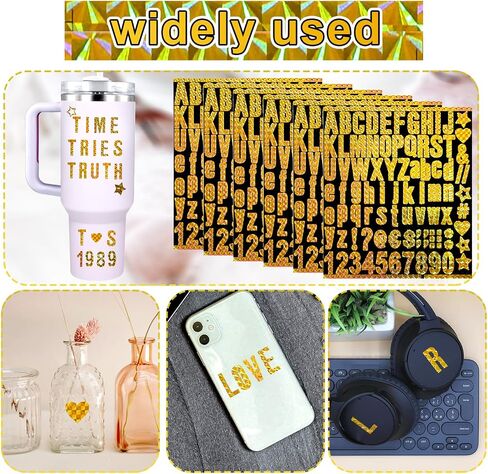 6 Sheets Vinyl Letters Stickers, Glitter Vinyl Alphabet Stickers Adhesive Letter & Number Stickers Small Letter Water Bottles Accessories Waterproof Decals for Stanley Cups Crafts Scrapbook (Colorful) in Saudi Arabia