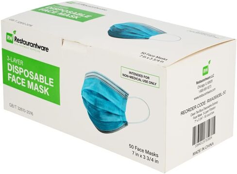Restaurantware Clean Tek Professional Disposable Face Masks 1000 Breathable Nose Masks - 3 Ply Customizable Fit Blue Earloop Face Masks Durable And Comfortable in Saudi Arabia