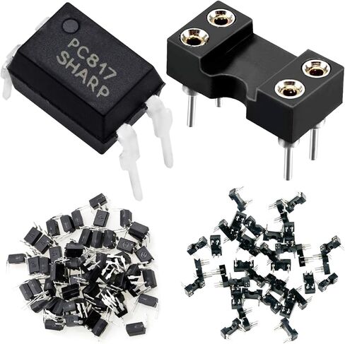 50 قطعة PC817 ترانزستور مخرج Optocoupler PC817C DIP-4 2.54 مم + 50 قطعة مقبس رقاقة IC مستدير 2.54 مم صف مزدوج 4 دبوس لاختبار Optocoupler وإصلاحه واستبداله in Saudi Arabia