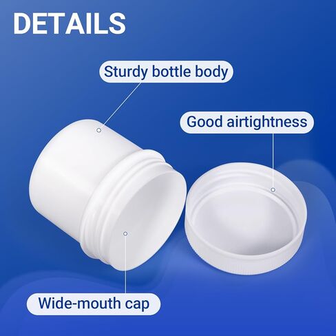 1.7 oz Wide Mouth Lab Reagent Bottle, Laboratory Grade Chemical Container, Sealed Leak-proof Translucent HDPE Bottle, Pill Bottle, Water Sample Bottle(6 Pcs) in Kuwait
