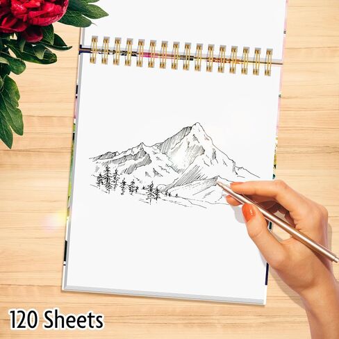 Designer Greetings Designer Papers, Top Bound Spiral Sketchbook, Painted Stripes ¬– 120 Sheets (8.375" X 10") - Perfect for Artists and Creatives, Back-to-School Supplies in Saudi Arabia