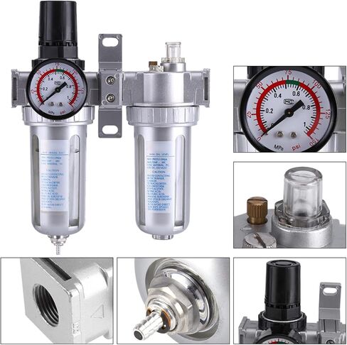 Tissting 3/8in NPT 150PSI Compressed Air Filter Regulator with Pressure Gauge Air Compressor Water Oil Trap Separator for Industrial Production in Saudi Arabia