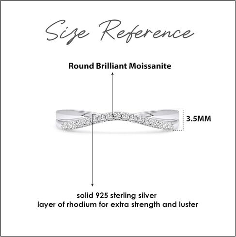 1/10 Carat Round Cut White Natural Diamond & Lab Created Moissanite Twist Contour Enhancer Guard Band Ring Jewelry for Women in 14K Gold Over Sterling Silver (0.10 Cttw) in Saudi Arabia