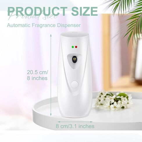 موزع رذاذ معطر هواء أوتوماتيكي مكون من قطعتين من Qualirey، موزع عطر أبيض مثبت على الحائط بسعة 10 أونصة / 300 مل، يمكن استخدام الروائح العلاجية والمنزلية للاستخدام المنزلي ومركز التسوق والفندق وغرفة النوم in Kuwait