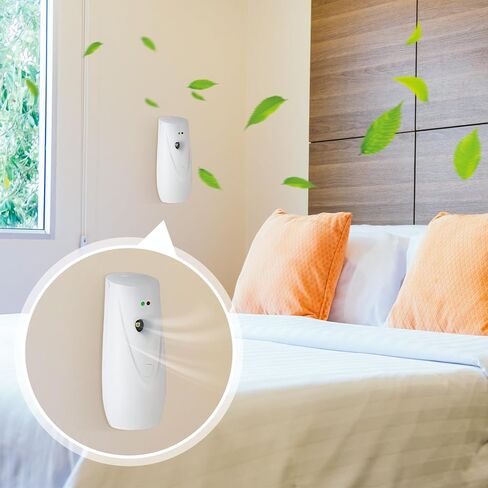 موزع رذاذ معطر هواء أوتوماتيكي مكون من قطعتين من Qualirey، موزع عطر أبيض مثبت على الحائط بسعة 10 أونصة / 300 مل، يمكن استخدام الروائح العلاجية والمنزلية للاستخدام المنزلي ومركز التسوق والفندق وغرفة النوم in Kuwait