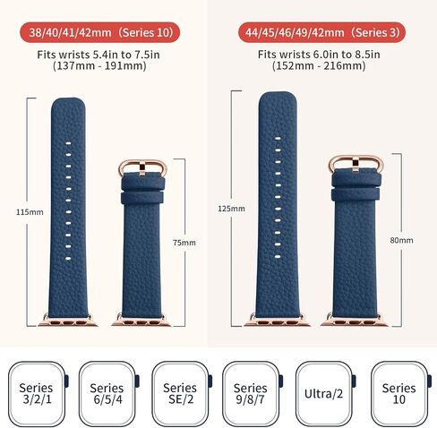 Fullmosa Compatible Apple Watch Band 49/45/44/42/41/40/38mm Premium Genuine Leather Replacement Strap, Compatible with Apple Watch SE Series ultra 2/9/8/7/6/5/4/3/2/1 for Men and Women in Saudi Arabia