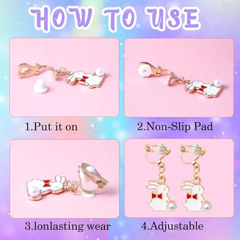 Clip On Earrings for Girls 20/30/40 Pairs Hypoallergenic Clip on Earrings for Kids Cute Animal Earrings for Little Girls Jewelry Set Party Favor Gift in Kuwait