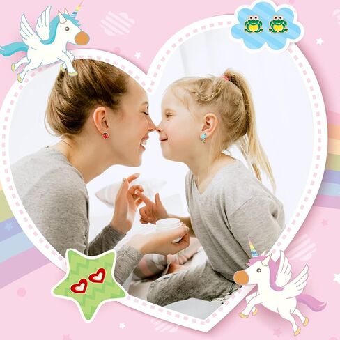 Clip On Earrings for Girls 20/30/40 Pairs Hypoallergenic Clip on Earrings for Kids Cute Animal Earrings for Little Girls Jewelry Set Party Favor Gift in Kuwait