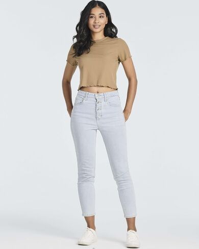 Real Essentials 4 Pack:Women's Lettuce Trim Ribbed Knit Short Sleeve Crop Tops Shirts Casual Summer Going Out T-Shirts in Saudi Arabia