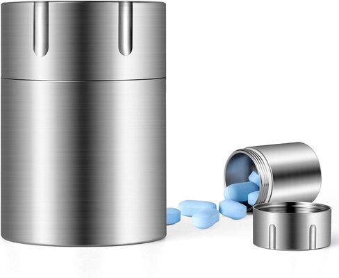 TISUR Pill Case Extension Compartments, Metal Titanium Pill Holder Pocket Small Pill Box Keychain Extra Extension,Pill Bottle Medicine Organizer Pill Container (1 Extension Compartment Without Cap) in Kuwait