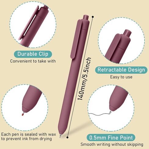 GOTIDEAL Gel Pens, 8 Pcs 0.5mm Quick Dry Black Ink Pens, Fine Point Smooth Writing Pen, No Bleed & Smear, Retractable Aesthetic Journaling Cute Pens for School Office Supplies for Man Women(Morandi) in Saudi Arabia