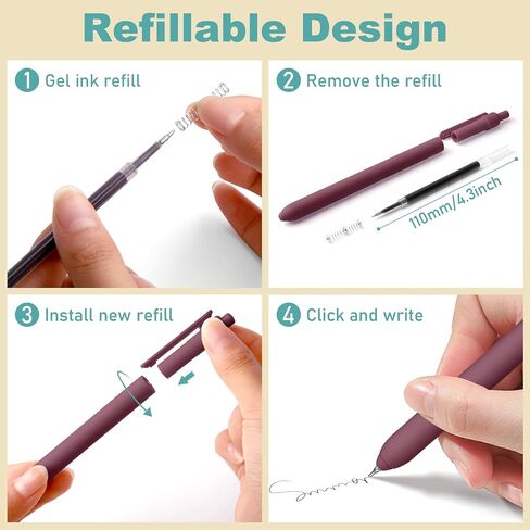GOTIDEAL Gel Pens, 8 Pcs 0.5mm Quick Dry Black Ink Pens, Fine Point Smooth Writing Pen, No Bleed & Smear, Retractable Aesthetic Journaling Cute Pens for School Office Supplies for Man Women(Morandi) in Saudi Arabia