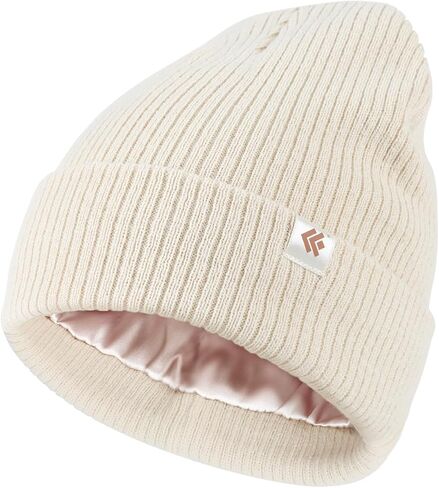 Beanie Hat for Women Men Satin Lined Beanie Winter Hats Silk Lined Slouchy Beanie Warm Ski Hat Unisex Knit Cap in Kuwait