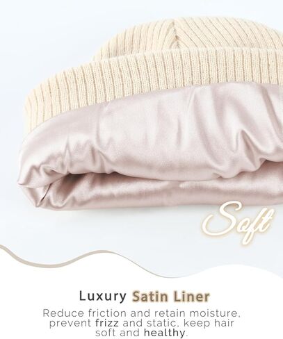 Beanie Hat for Women Men Satin Lined Beanie Winter Hats Silk Lined Slouchy Beanie Warm Ski Hat Unisex Knit Cap in Kuwait