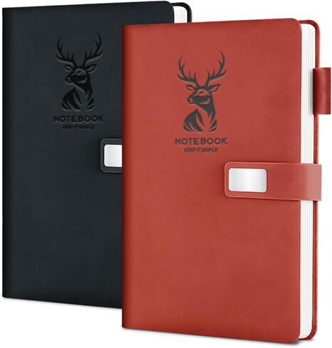 Journal Notebook Lined, 180 Pages A5 College Ruled Hardcover Leather Journals for Writing,Travel,Business,Work, 80 GSM Thick Paper with Pen & Magnetic Buckle 5.7" x 8.26" Brown in Saudi Arabia