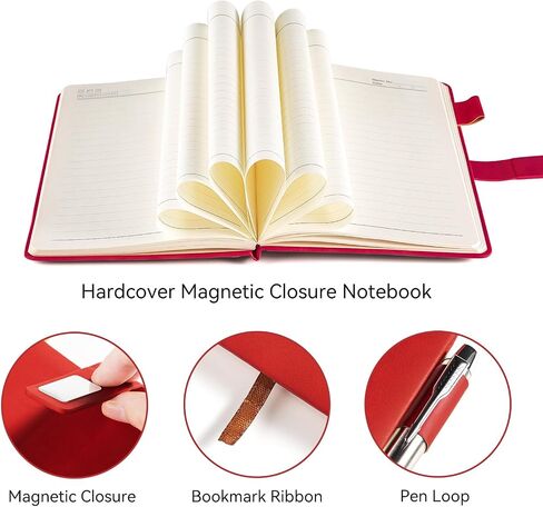 Journal Notebook Lined, 180 Pages A5 College Ruled Hardcover Leather Journals for Writing,Travel,Business,Work, 80 GSM Thick Paper with Pen & Magnetic Buckle 5.7" x 8.26" Brown in Saudi Arabia