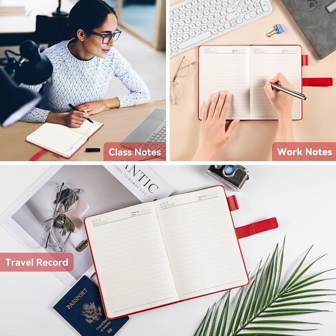 Journal Notebook Lined, 180 Pages A5 College Ruled Hardcover Leather Journals for Writing,Travel,Business,Work, 80 GSM Thick Paper with Pen & Magnetic Buckle 5.7" x 8.26" Brown in Saudi Arabia
