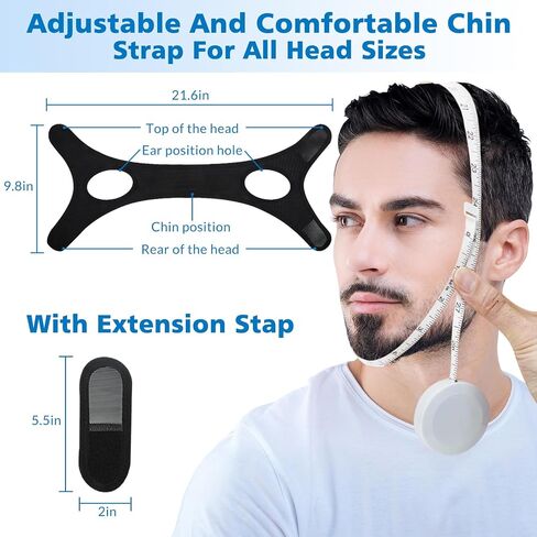 Chin Strap for Sleeping, Anti Snoring Chin Strap for Snoring, Breathable Anti Snore Chin Strap for Men and Women with Extension Strap, Airflow Jaw Strap Reusable Stop Snoring Solution (22 in) in Saudi Arabia