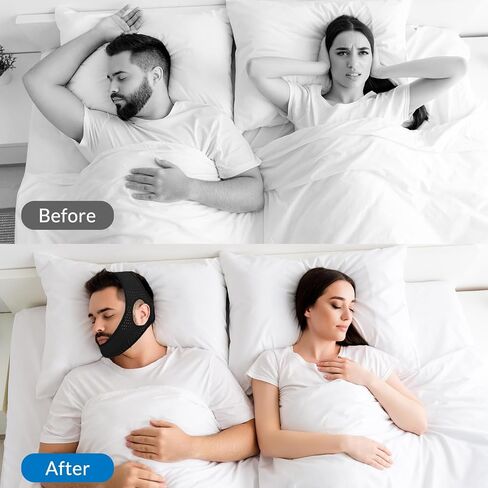 Chin Strap for Sleeping, Anti Snoring Chin Strap for Snoring, Breathable Anti Snore Chin Strap for Men and Women with Extension Strap, Airflow Jaw Strap Reusable Stop Snoring Solution (22 in) in Saudi Arabia
