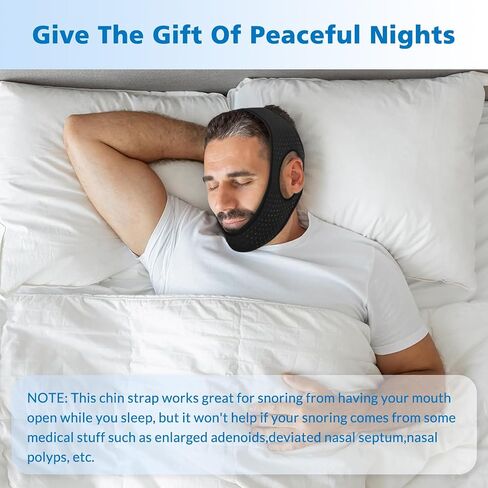 Chin Strap for Sleeping, Anti Snoring Chin Strap for Snoring, Breathable Anti Snore Chin Strap for Men and Women with Extension Strap, Airflow Jaw Strap Reusable Stop Snoring Solution (22 in) in Saudi Arabia