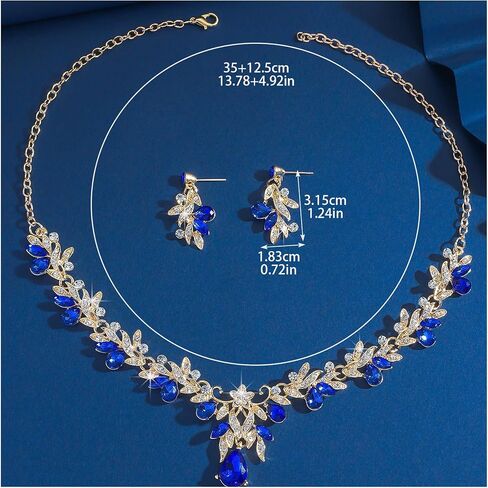 Rhinestone Flower Necklace Sets for Wedding Brides Crystal Floral Collar Necklace Earrings Set Rhinestone Statement Necklace Earrings Jewelry for Women Costume Accessories in Saudi Arabia