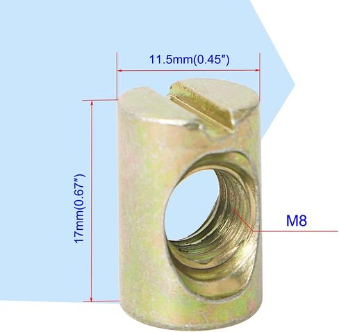 Aopin Barrel Nuts Cross Dowels Slotted Nuts for Furniture Beds Crib Chairs, M8 x 17mm, 20Pcs in Kuwait
