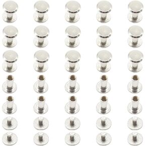 100Pcs/50Set Chicago Screws M5x25mm Book Binding Rivets Screw Posts Round Flat Head Stud Screw for DIY Leather Albums (DZBD/M5x25)
