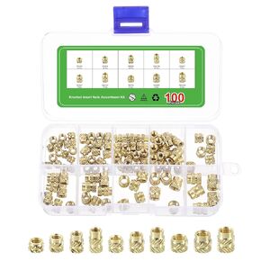 uxcell 155Pcs M4 M5 M6 Knurled Insert Nuts, Brass Knurled Threaded Embedment Nuts 3D Printing Brass Nuts for 3D Printing Parts Laptop Automotive Plastic Shell