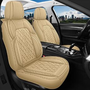 Car Seat Covers Universal Fit for Cars, SUV, Sedans, Trucks, Anti-Slip Breathable Faux Leather Automotive Seat Covers (Black, Full Set)