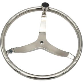 MARINE CITY 304 Stainless Steel Sports Steering Wheel with Finger Grips & Small Control Knob - 3 Spokes Style | Perfect for Boats, Marines, and Yachts