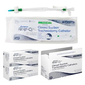 Dynarex Trach Suction Catheter - Closed Suction Tracheal Professional Medical Catheters for Patients on Ventilator - Tracheostomy Supplies for Respiratory Tract - Double Swivel Elbow, 14FR, 20 Count