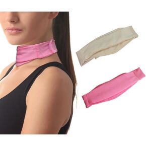 2 Pcs Trach Covers for Tracheostomy Tube Holder Adjustable Dust- Proof Shield Neck Trachea Cover,Trach Cover Band Reusable Tracheostomy Care Kits for Men and Women (Pink + Beige)