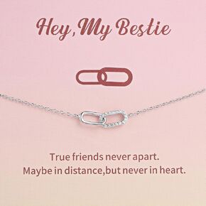 Best Friend Bracelet Birthday Gifts - Women Sterling Silver Bracelets - Friendship Gifts for Women, BFF, Bestfriend, Bestie - Long Distance Relationship Gifts for Sisters from Sister - Handmade Bracelets