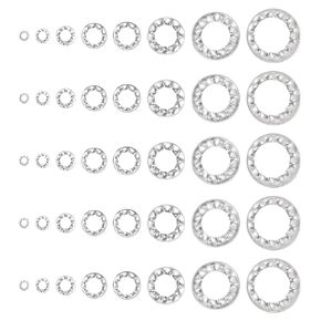 uxcell 300Pcs Internal Tooth Star Lock Washers Assortment Kit, 304 Stainless Steel Tooth Locking Ring Washers Quick Speed Star Nut Locking Fastener Fastener, Silver