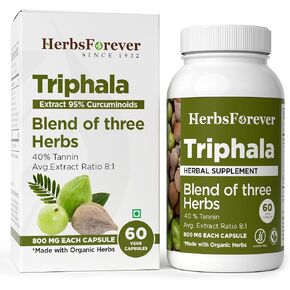 Triphala Capsules Extract Ratio (8:1) 40% Amla, Haritaki & Bibhitaki for Daily Detoxifying, Cleansing, & Rejuvenating* 60 Vege Capsules
