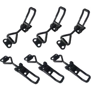 Black Toggle Latch Clamp, Heavy Duty Adjustable Toggle Clamp for Smoker Door Latch, Metal Pull Latch for Box, Gate, Cabinet, Case (B4001-6PCS)