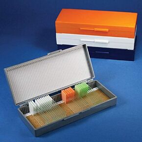 Globe Scientific 513077N ABS Plastic Cork Lined Slide Storage Box for 50 Slides, Orange