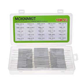 25 Values 50 Pieces Ceramic Cement Resistor KIT 10W Resistance 10 Watt ±5% Power Resistors (100 Ohm - 100K Ohm)