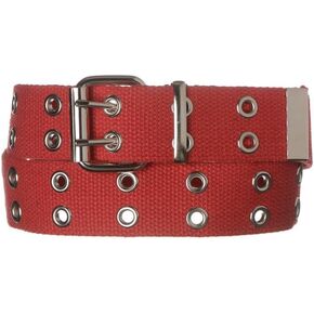 Double Grommet Belt Canvas Belt Punk Belt Web Belt Eyelet Belt for Women Men Jeans 2 Hole Belts 1.5'' Wide