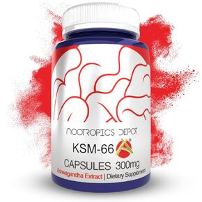 محفز منشط الذهن كبسولات اشواغاندا KSM-66 | 300 ملغ | 180 كبسولة | مستخلص ويتانيا سومنيفيرا | عشب الايورفيدا | مكمل ادابتوجين | الإجهاد + تعزيز الاسترخاء* | الطاقة والذاكرة + التركيز* in Kuwait
