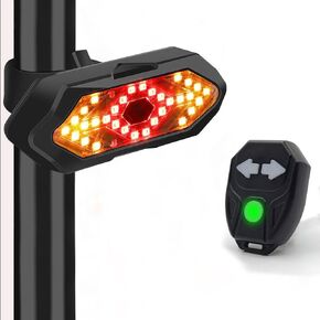 Bike Tail Light with Turn Signals USB Rechargeable Wireless Remote Control IPX4 Waterproof Ultra Bright LED Safety Warning Bike Taillight for Night Riding