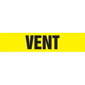 Accuform RPK721SSA Self-Stick "Vent" Pipe Marker for 3/4" to 1-1/4" OD Pipe, Black on Yellow, 1" H x 8" W