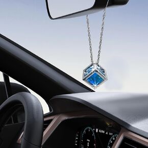 Car Rear View Mirror Charms, Sparkling Crystal Rhinestone Auto Cube Hanging Ornament for Decor, Automotive Bling Rearview Mirror Charm for Most Vehicles, Car Accessories (Red)